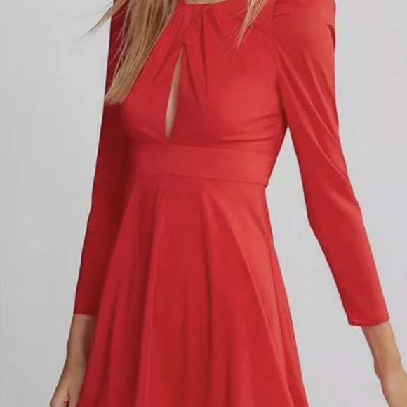 Express Women’s Sz 12 Red Long Sleeve Dress w/ Front Keyhole- NWT - Picture 5 of 5